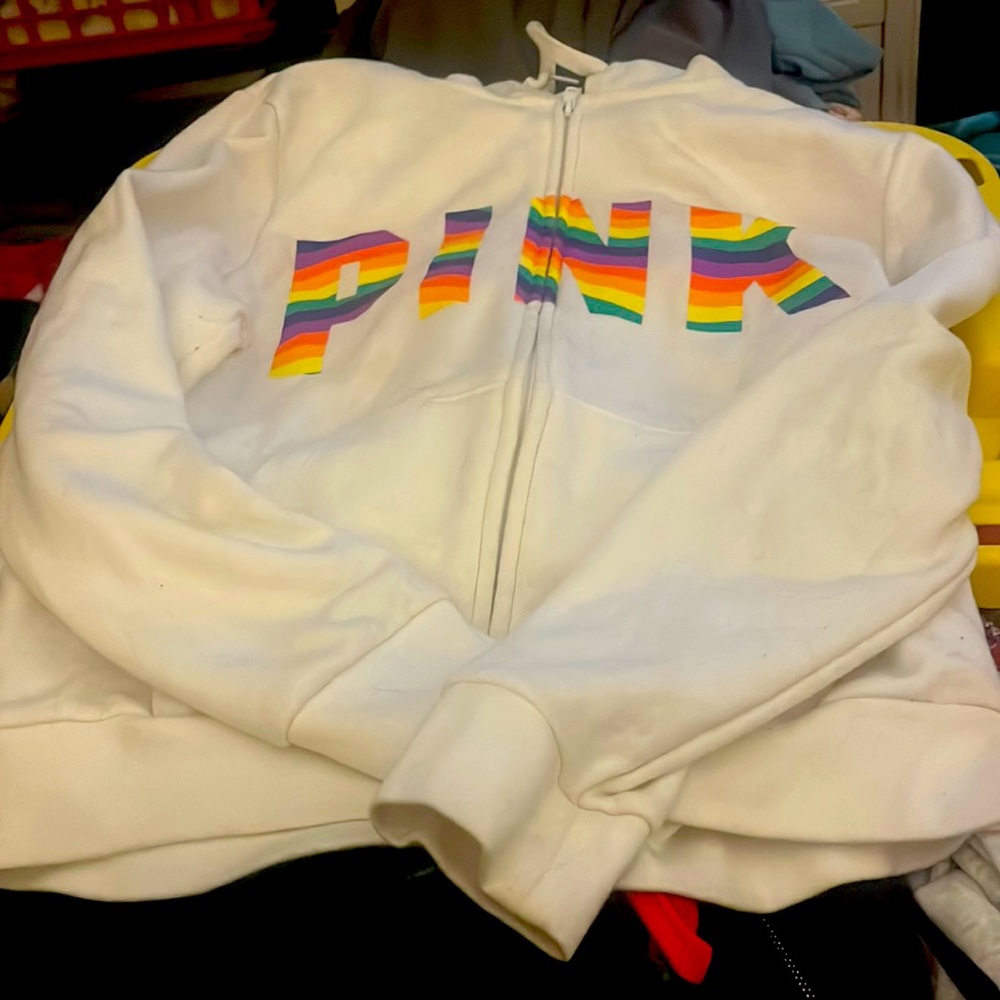 gently used vs/pink large pride/rainbow zip up